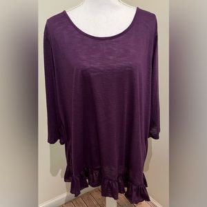 Simply Irresistible Plus Size 3/4 Sleeve Bottom Ruffle Shirt